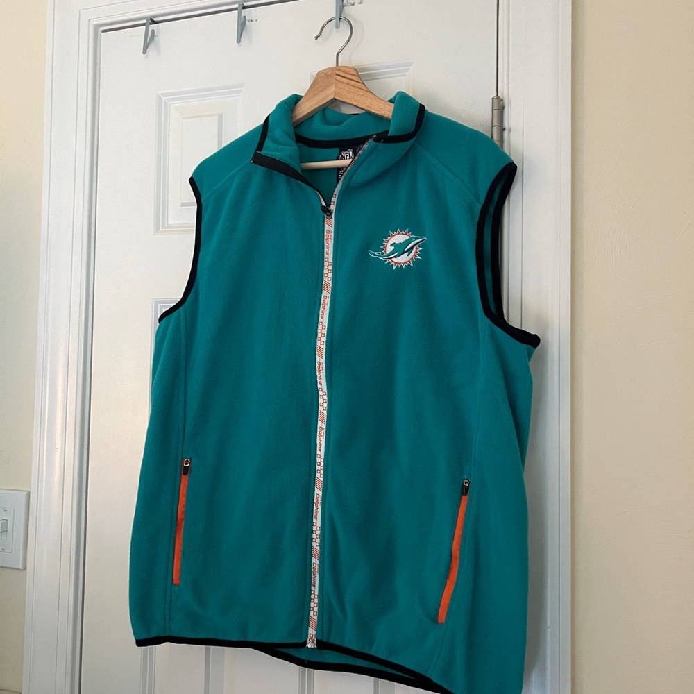 NFL Team Apparel Miami Dolphins Fleece Full Vest Reflective Size Large